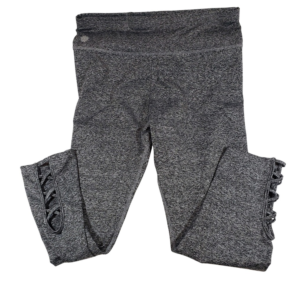 Ebb & Flow Athleisure‎ Leggings Charcoal Heather Lace Up Capri M